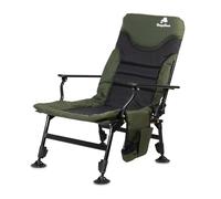CampFeuer Chaise de pêche, vert sapin/noir, chaise de camping pliable à hauteur réglable, pour le camping, la tente, la pêche