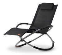 CampFeuer Chaise longue de jardin pliable, chaise de jardin, chaise longue, chaise longue, à bascule, chaise à bascule, chaise longue à bascule, chaise longue de plage, noire