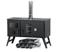 CampFeuer Four de tente - 28,5 x 58,5 x 260 cm - Noir - Avec 2 chambres - Foyer - Four à bois - Four à bois pour camping, extérieur, tente - Chauffage de tente, poêle d'extérieur