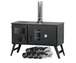CampFeuer Four de tente - 28,5 x 58,5 x 260 cm - Noir - Avec 2 chambres - Foyer - Four à bois - Four à bois pour camping, extérieur, tente - Chauffage de tente, poêle d'extérieur