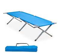 CampFeuer Lit de camp | Bleu | Charge maximale : 200 kg | Chaise longue de camping XXL en aluminium | Chaise longue de camp stable | Chaise longue de jardin avec sac de transport, chaise longue de