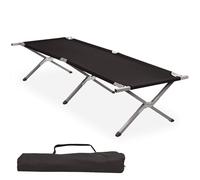 CampFeuer Lit de camp, noir, charge maximale : 180 kg, 190 x 74,5 x 45,5 cm, chaise longue de camping, de soleil, de jardin, avec sac de transport, pour la pêche, la plage, la plage, etc