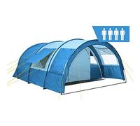 CampFeuer Tente Tunnel Multi pour 4 Personnes | Immense Vestibule, 5000 mm de Colonne d'eau | avec Tapis de Sol et paroi Frontale réglable | Tente de Camping Tente familiale (Bleu/Bleu Clair)