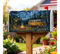 Campfire Housses magnétiques pour boîte aux lettres, style rustique, pour guitare, été, jaune, décoration de jardin, terrasse, 21 x 25,5 pouces