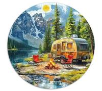 Camping 1000 Pièces Puzzle Rond Camping Van Adultes Et Enfants Unique Décompression Impossible Pression Réduite Familial Cadeau' Décoration Bricolage 1000pcs (67.5x67.5cm)