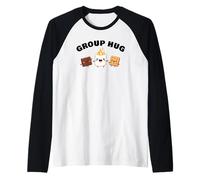Camping Amusant « Group Hug » de S'mores en Train de Griller des guimauves Manche Raglan