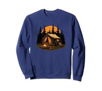 Camping au Coucher du Soleil avec Tente Confortable et feu de Camp dans la Nature Sweatshirt