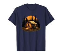 Camping au Coucher du Soleil avec Tente Confortable et feu de Camp dans la Nature T-Shirt