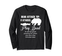 Camping Bear Attack Tip Funny Hiking Camper Men Women Kids Manche Longue