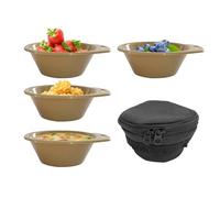Camping Bowl - Vaisselle Empilable Avec Sac De Rangement | Petit Serrand Portable 4 Pièces, Couverts De Pique-nique Avec Poignées | Kit De Cuisine Pour Soup Rice Pour La Randonnée Sur La Plage