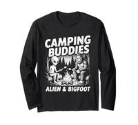 Camping Buddies Alien and Bigfoot Campfire Graphique Extérieur Manche Longue