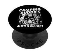 Camping Buddies Alien and Bigfoot Campfire Graphique Extérieur PopSockets PopGrip Adhésif
