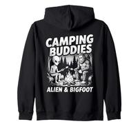 Camping Buddies Alien and Bigfoot Campfire Graphique Extérieur Sweat à Capuche
