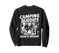 Camping Buddies Alien and Bigfoot Campfire Graphique Extérieur Sweatshirt