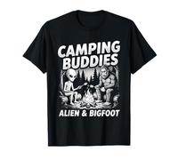 Camping Buddies Alien and Bigfoot Campfire Graphique Extérieur T-Shirt