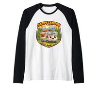 Camping-Car Happy Camper RV Camping Pun Joke Camp Lover Manche Raglan