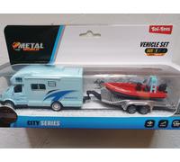 camping car + zodiac , l'ensemble mesure 22 cm , coloris selon arrivage
