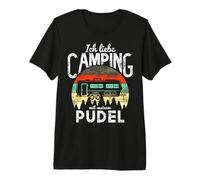 Camping/Chien Camping-Car I Love Camping Caniche Vintage T-Shirt Haut de Gamme