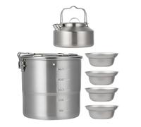 Camping Cooking Set, Portable Cook Pot Kit, Lightweight Survival Gear, Compact Stackable Design for Adults Family Outdoor Travel Hiking Picnic Backyard Adventure