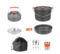 Camping Cookware Kit - Ensemble De Désordre De Cuisine En Camping | Ustensiles De Cuisson Pliables Campings | Aluminium Anodisé Léger Et Acier Inoxydable, 22 Pièces, Portable, Durable, Idéal Pour