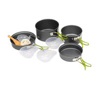 Camping Cookware Kit, Portable Non-Stick Set, 8-Pieces Compact Cook Set, Stackable Cooking Pots with Foldable Handle, Ideal for RV, Dorm, Hiking, Tailgate, Travel and Outdoor