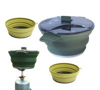 Camping Cookware,Pots de Camping Portables pour Cuisiner - Kit Ustensiles Silicone Anti-Chaleur Vaisselle Acier Inoxydable pour Voyage Randonnée Cuisine Extérieure