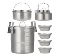 Camping Cookware Sets - Pot Kit for Hiking | Aluminum Alloy with Non Stick Surfaces, Survival Cook Pot with Foldable Handle, Outdoor Picnic Gear with Lawn Travel Use for Family Adults Backpacking