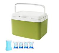 Camping Cooler Box - Insulated Ice Chest with Liner Shell | Green Lightweight Thermal Food Storage Container | Leakproof Picnic Ice Pack Refrigerator