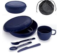 Camping Cutlery With Bowl,Plate,Cup,Spoon,Fork,Knife And Carry Bag,Reusable Camping Accessories Essential Equipment Lightweight And Space-Saving