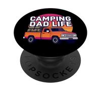 Camping Dad Life Retro Vintage Truck Outdoors Graphic PopSockets PopGrip Adhésif
