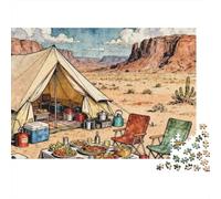 Camping étoilé 1000 PC 3 Couches Carton Setup Camp désert Puzzle, Jeu Impossible, Formation Logique, Décompression & Cadeau Collectionneurs Famille 38x26cm/1000pcs