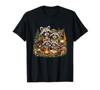 Camping Familial Autour d'un feu de Camp Woodland Raccoon T-Shirt