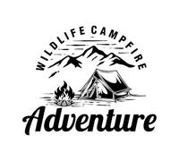 camping feu de camp loisirs de plein air conception de logo vintage graphique Stickers muraux en vinyle 49.2x60.1cm Amovible sans laisser de colle Noir