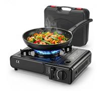 Camping gaz portable - Pichet - Réchaud à gaz butane, cuisinière au butane, réchaud portable avec mallette rigide, cuisine camping avec contrôle de flamme - 1 feu, cartouche type cassette, CE