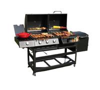 Camping Grand barbecue américain à double combustible (charbon et gaz) - Gril d'extérieur en acier inoxydable for la maison