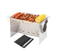 Camping Grill - Portable Charcoal Grill | Foldable Stainless Steel Fire Pit | Portable Charcoal Grills For Camping | Foldable Cooking Equipment Gear With Carry Bag For Backyard Bonfire Patio BBQ