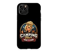 Camping Hair Don't Care Funny Camper Girl Bonfire Coque pour iPhone 11 Pro