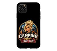 Camping Hair Don't Care Funny Camper Girl Bonfire Coque pour iPhone 11 Pro Max
