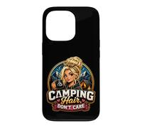 Camping Hair Don't Care Funny Camper Girl Bonfire Coque pour iPhone 13 Pro