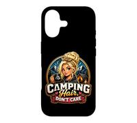 Camping Hair Don't Care Funny Camper Girl Bonfire Coque pour iPhone 17