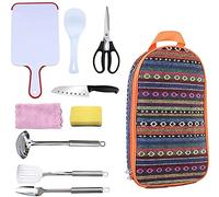 Camping Kitchen Ustensile Ensemble, kit de vaisselle portable, kit de cuisine de Camp Cookware, Camping Cuisson Ustensiles avec une cuillère à fourche de couteau et sac à main, for camping de voyage