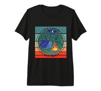 Camping Nature Tente Feu de Camp Forêt Nuit Solitude T-Shirt Haut de Gamme