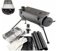 Camping Poêle à bois Chauffage de tente Poêle de terrasse Cheminée de jardin Foyer + barbecue