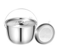 Camping Pot, Outdoor Cookware, Portable Kitchen Gear, Silver, Lid with Handle, Compact Storage, Cooking Solution for Travel Picnic Fishing Hunting BBQ Home Use, Long Lasting