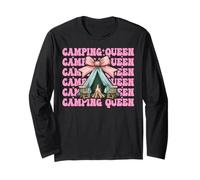 Camping Queen Camping Girl Mom Camper Tente de Camping Coquette Bow Manche Longue