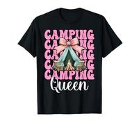 Camping Queen Camping Girl Mom Camper Tente de Camping Coquette Bow T-Shirt