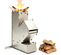 Camping Rocket Stove, poêles de camping portables Griller de brûlure en bois en acier inoxydable avec sac de rangement pour la randonnée de cuisson en plein air