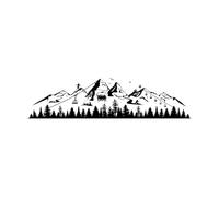 Camping Rv Hiver Ski Montagne Neige Sticker Mural Chambre D'enfant Cascade Acrobaties Ski Sport Camping-car-S-56x14cm-Black