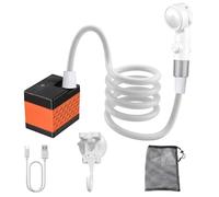 Camping Shower Portable Pump System Three Spray Modes Rinse Hose Kit Outdoor Indoor Hiking Travel Tent Toilet Bathroom Car RV Garden Yard Cleaning Bathing Water Adjustable Pressure Lightweight Po