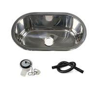 Camping Spüle Edelstahl Waschbecken Oval Klein mit Ablaufset für Waschbecken Wohnmobil Küche Bar